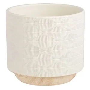 Mască Ghiveci Ceramică Ecru cu Model Reliefat
