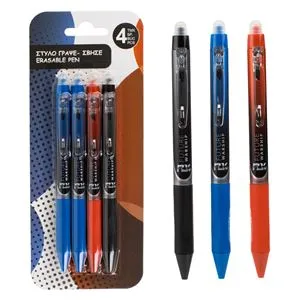 Set Pixuri cu Cerneală Termosensibilă 4 buc Multicolor 0.5mm cu Radieră
