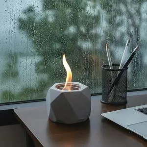 Mini Semineu Decorativ Poligonal de Ciment pentru Interior și Exterior