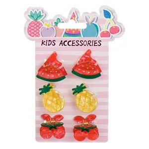Set 6 Clame de Par pentru Copii cu Model Fructe de Vara 3 cm – poza 3