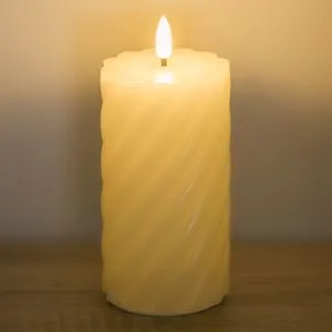 Lumanare decorativa LED cu efect de flacara, Ecru, Ø7x15cm