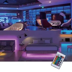 Bandă LED autocolantă, 3m, Multicolor, cu Telecomandă și Baterii