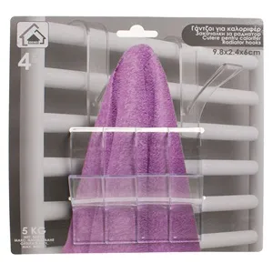 Cârlige transparente pentru bară de calorifer, 4 buc, 9,8x2,4x6 cm – poza 4