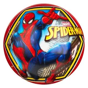Minge de plaja din plastic, rosie, cu design Spiderman, 14 cm