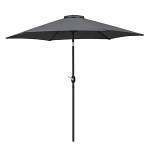 Umbrela de Gradina Gri anti-vant Pliabila cu Mecanism Manual 2,7m
