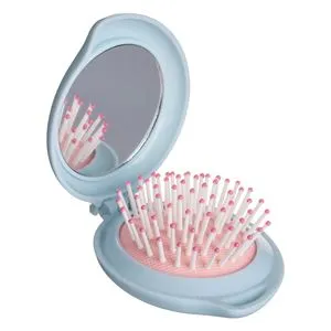 Perie de păr cu oglindă pliabilă 8 cm bleu roz