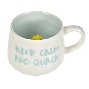 Cana decorativă ceramică ovală cu ratuscă 3D Keep Calm And Quack