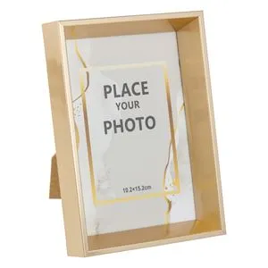 Ramă foto cu cadru metalic aurie, dimensiune 10x15 cm