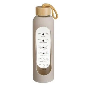 Sticlă de antrenament din sticlă cu ghid de hidratare, 700 ml, Bej