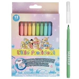 Set 12 Carioci Subtiri Lavabile Culori Pastel pentru Copii