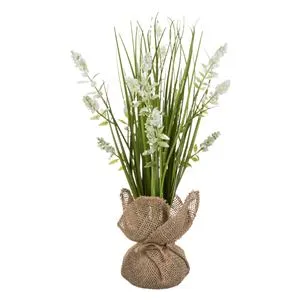 Ghiveci Decorativi cu Plantă Artificială de Lavandă Albă