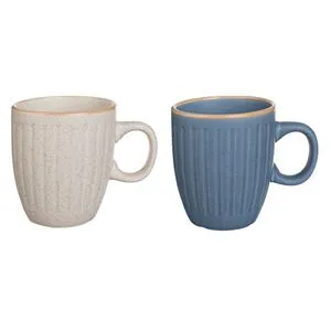 Set Cesti Ceramice Bej Bleu cu Model Stropi, 170ml, 2 buc