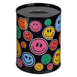 Pusculită metalică neagră cu emoji - Dimensiune Ø12x16cm