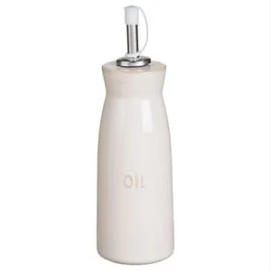Recipient Ceramic Bej Stil Nordic cu Picurator Metalic pentru Ulei – poza 2
