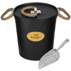Frapiera metalica neagra cu capac si lopatica aluminiu, 19,5x20,5 cm