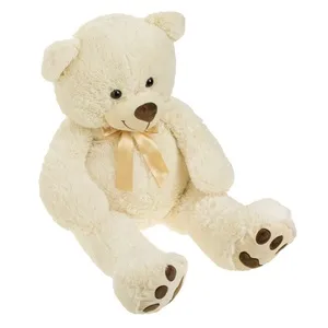 Ursuleț de Plus Crem cu Fundiță Decorativă 100cm – poza 3