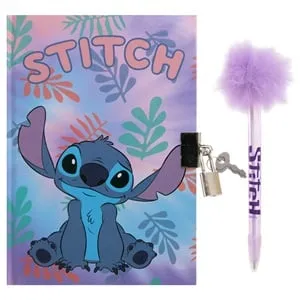Agenda cu copertă Stitch și pix liliac pentru organizare creativă
