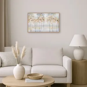Tablou decorativ abstract cu copaci, pictură în ulei, 82x52 cm – poza 3
