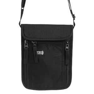 Geantă de umăr pentru bărbați, neagră, cu protecție RFID, 15.5x20.5 cm