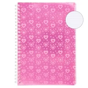 Caiet A5 Dictando cu Spirala si Coperta Silicon Inimi Roz, 80 File