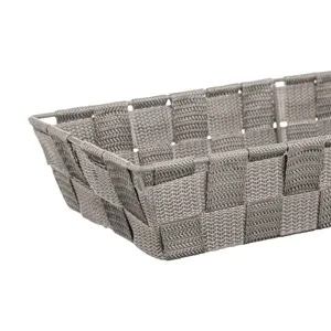 Coș de depozitare împletit gri taupe cu cadru metalic 36x16x10cm – poza 3