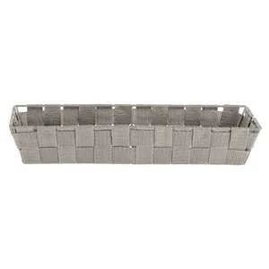 Coș de depozitare împletit gri taupe cu cadru metalic 36x16x10cm – poza 4