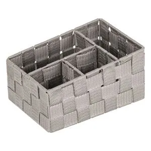 Cos de depozitare rattan cu cadru metalic, 4 compartimente, taupe, 20x14x10/8 cm