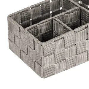 Coș de depozitare taupe tip rattan metalic cu 4 compartimente – poza 4