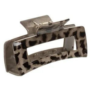 Clamă de păr maro cu model leopard, 13 cm, lucioasă – poza 2