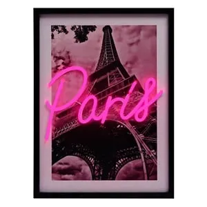 Tablou decorativ cu lumină neon, model Paris, 30x40 cm, din lemn – poza 2