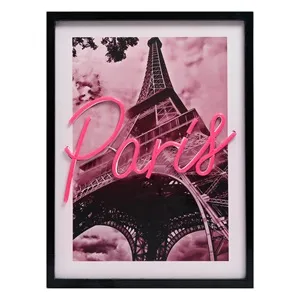 Tablou decorativ cu lumină neon, model Paris, 30x40 cm, din lemn – poza 3
