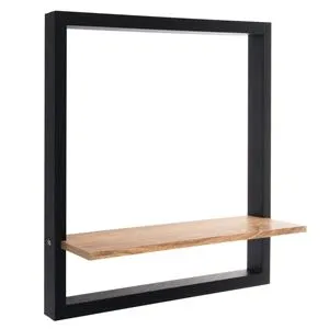 Raft din Lemn cu Cadru Metalic, 40x10x40cm, Natural