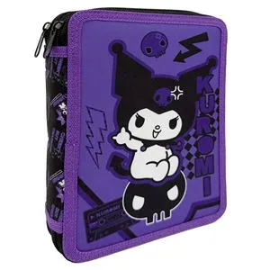 Penar dublu cu model Kuromi, Mov și Negru, 15,5x4x21 cm