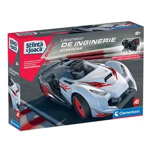 Set de Construcție Mașină Hyper Car, Peste 100 Accesorii, Mecanism Direcție și Transmisie, 8+