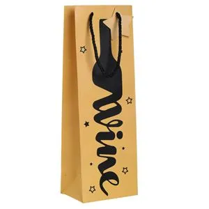 Sacos Cadou din Hartie Kraft cu Model Sticla Stele pentru Vin