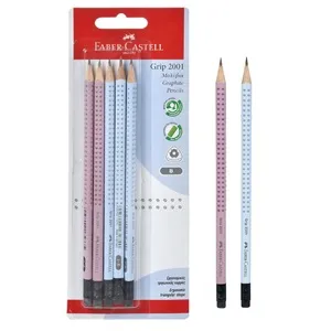 Set de creioane cu radieră, corp ergonomic și culori pastelate – poza 2