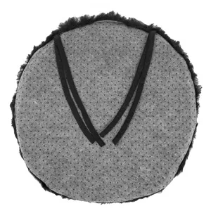 Perna Scaun Decorativa de Iarna Rotunda Neagra din Blana Artificiala cu Model Ø38cm – poza 5
