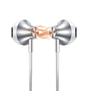 Casti Audio Handsfree Metalice Magnetice cu Microfon Argintii