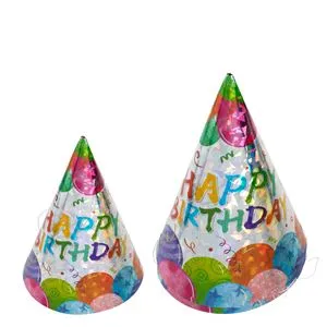 Coifuri de petrecere metalizate cu design baloane Happy Birthday