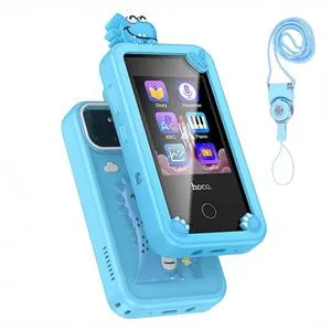 Smartphone Jucărie cu Husă Silicon Dinozaur, Ecran 2.8", Albastru
