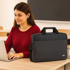 Geantă Textilă Laptop 15.6\" cu Compartimente și Curea Reglabila – poza 3