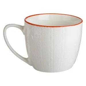 Cana Ceramica Alba cu Model Impletit și Decor de Crăciun – poza 3