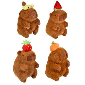 Jucărie de plus Capybara cu fructe diverse, jucărie de pluș maro