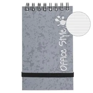 Carnetel Notite A7 cu Spirală, 50 File Liniate, Copertă Gri și Elastic