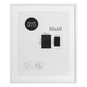 Tablou Decorativ Paspartu din Lemn de Culoare Alba 50x60cm