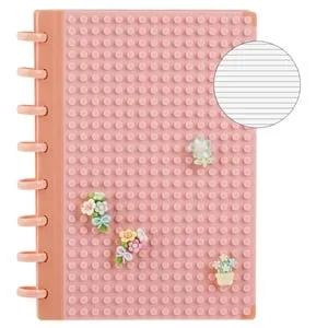 Carnetel Notite A5 cu Spirala Magic Clip si Baza pentru Caramizi, Roz, 80 File