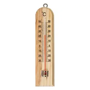 Termometru de perete din lemn, 19 cm, natural