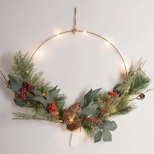 Coronita Decorativă de Crăciun Metalică cu Lumini LED
