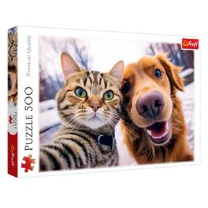 Puzzle cu Pisică și Câine, 500 de Piese, Multicolor