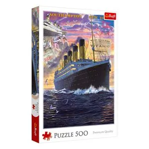 Puzzle 500 piese, Titanic cu titluri de ziar, Multicolor